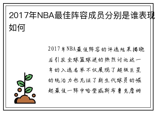 2017年NBA最佳阵容成员分别是谁表现如何